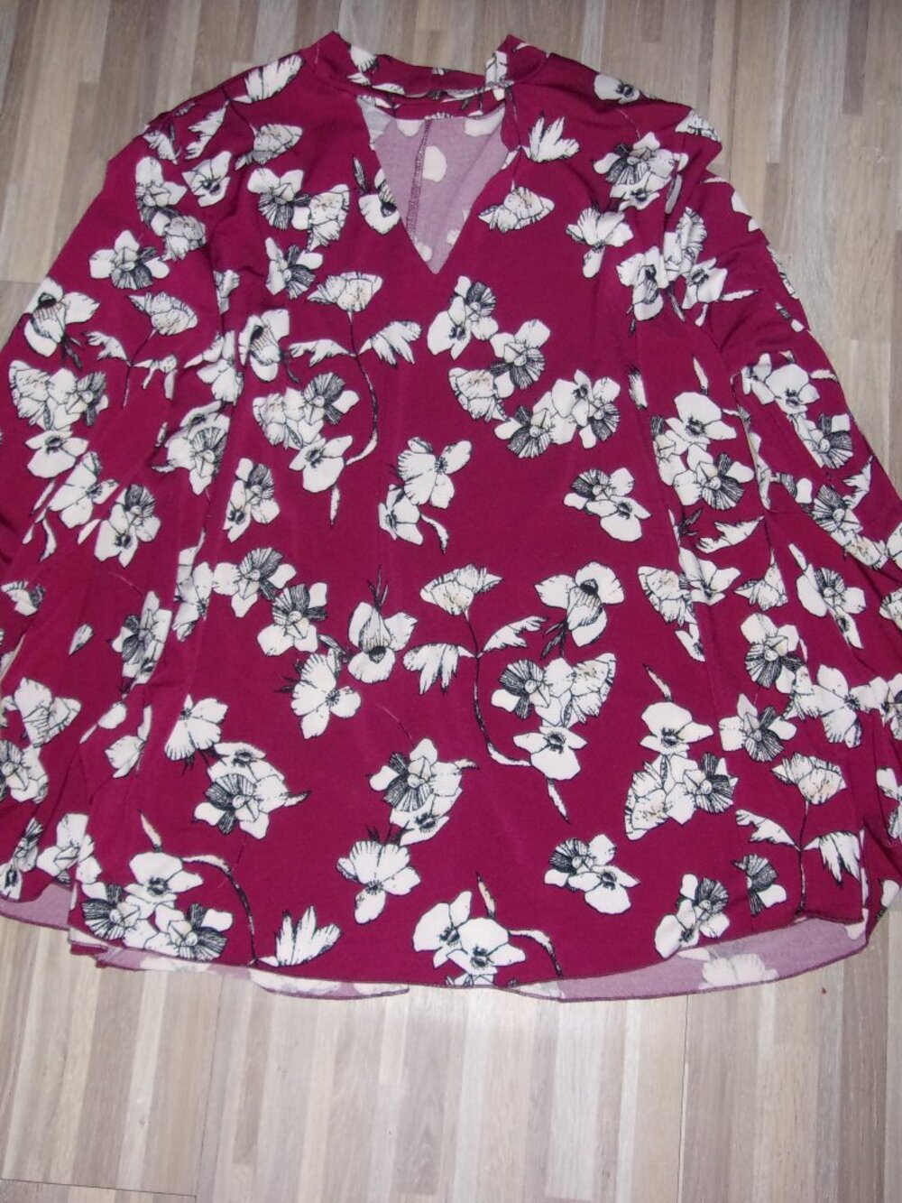 size extra large womens top maroon floral print blouse dress casual shirt